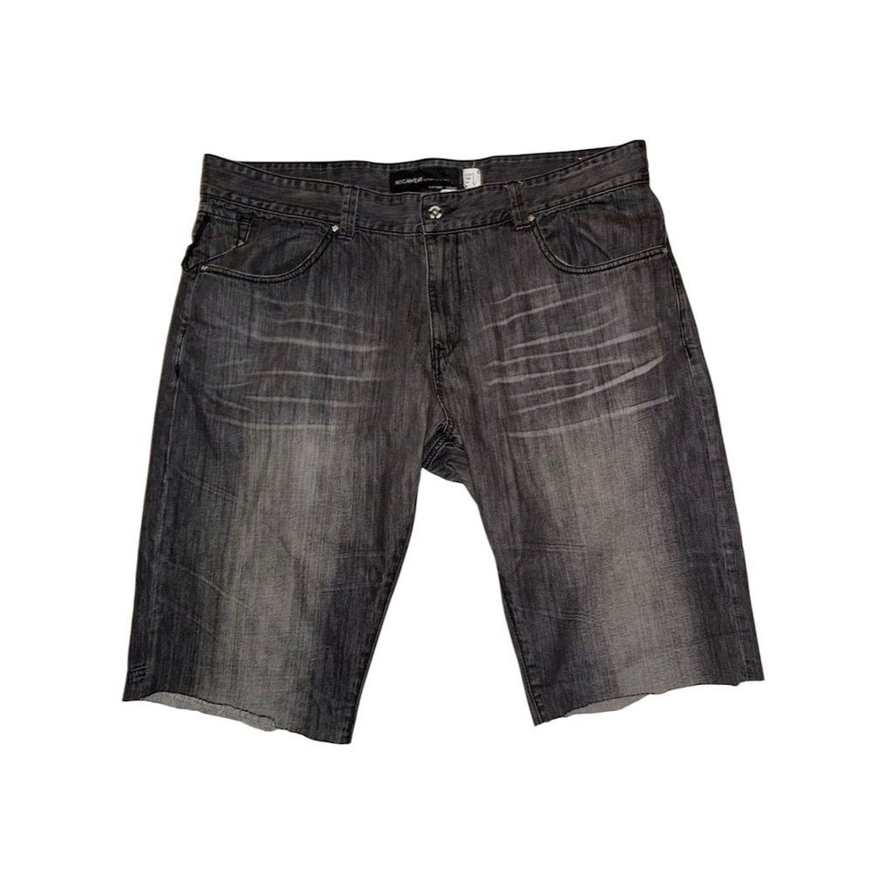 Rocawear Men's Gray Denim Chino Shorts Charcoal Wash 5-Pocket 42 Y2K whiskering